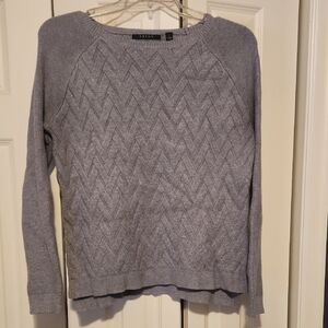 Cyrus Light Gray Chevron Knit Sweater